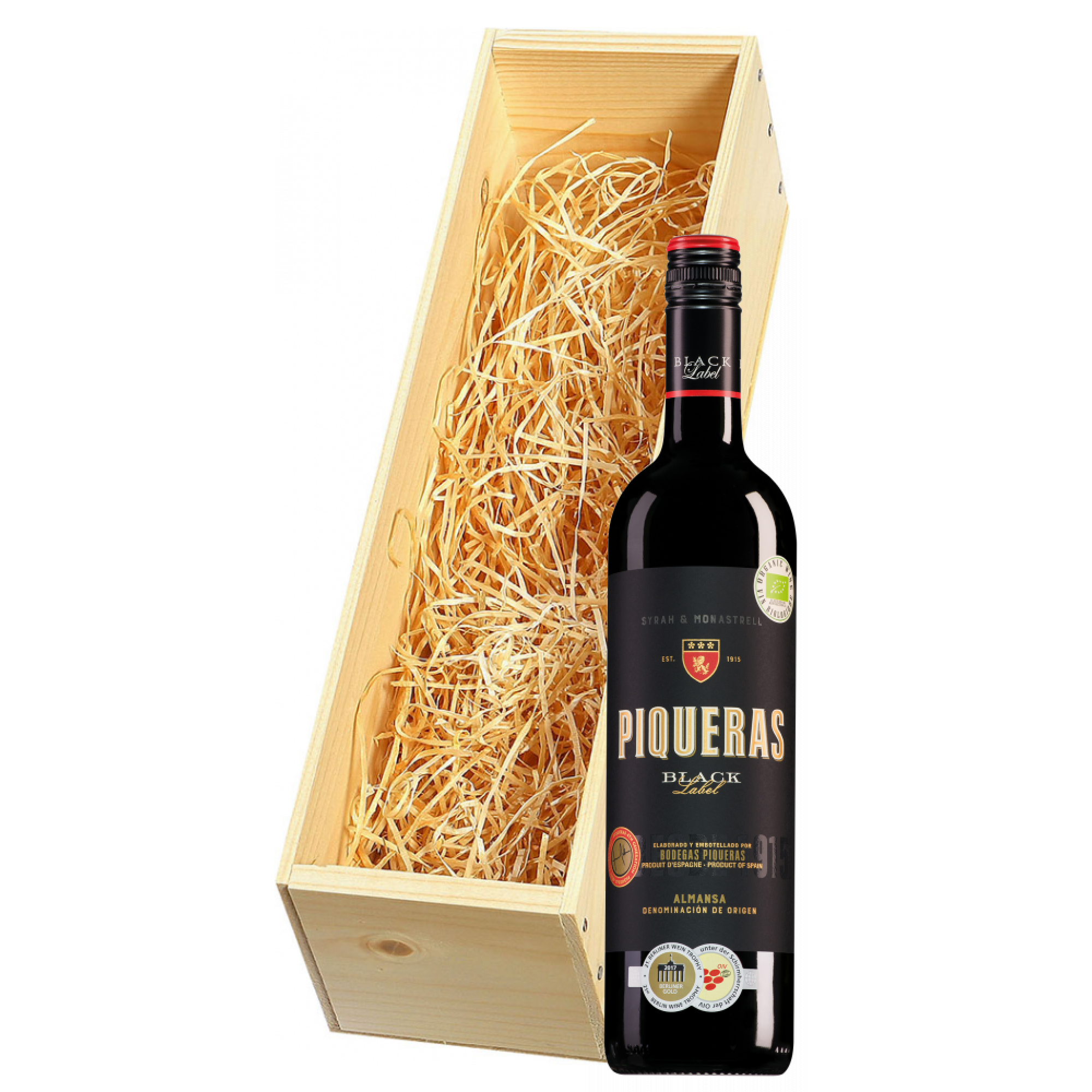 Wijnkist met Bodegas Piqueras Almansa Black Label Old Vine Garnacha