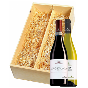 Wijnkist met Caruso e Minini Terre Siciliane Terre di Giumara Inzolia & Nero d'Avola