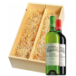 Wijnkist met Château Cap Saint Martin Bordeaux Blanc en Rouge