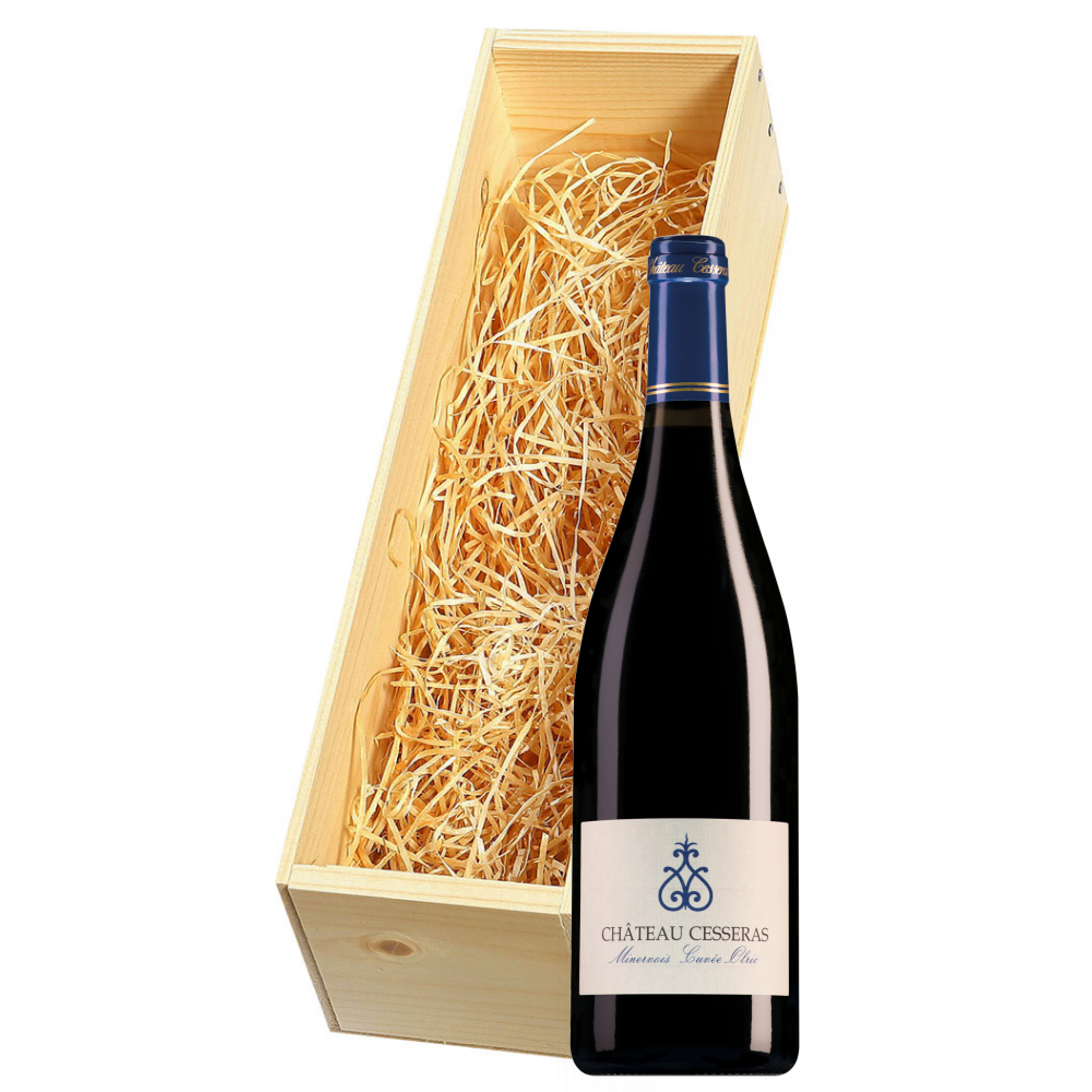 Wijnkist met Château Cesseras Minervois Cuvée Olric