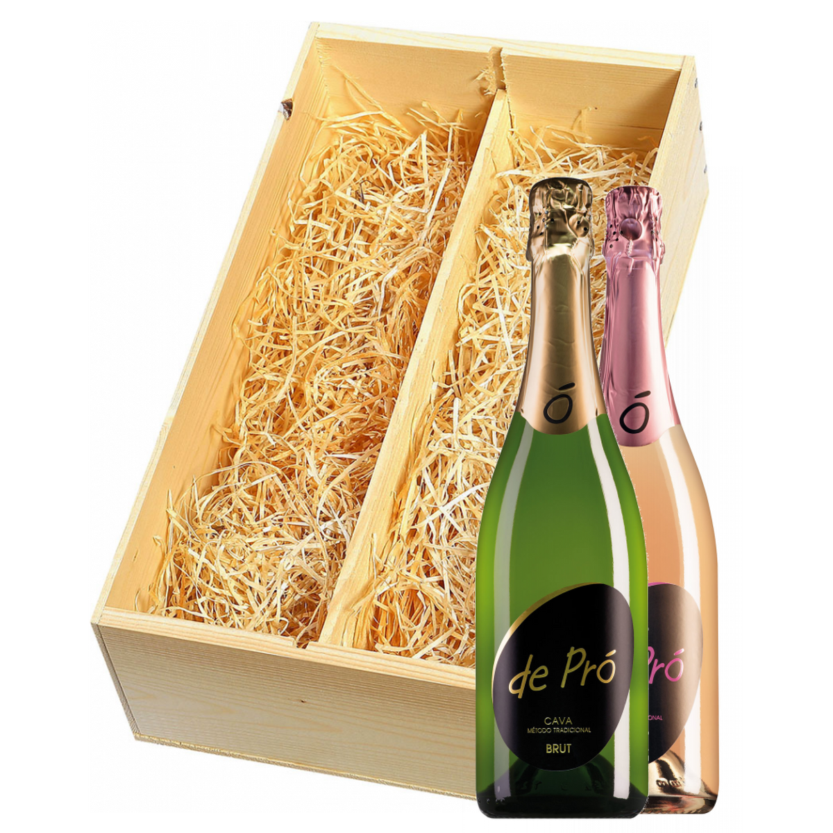 Wijnkist met De Pró Cava Brut en Brut rosé 