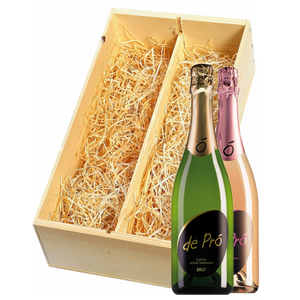 Wijnkist met De Pró Cava Brut en Brut rosé 