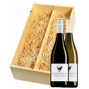 Wijnkist met Domaine Coudoulet Pays d'Oc Viognier de Fontgaline en Le Rouge de Fontgaline 