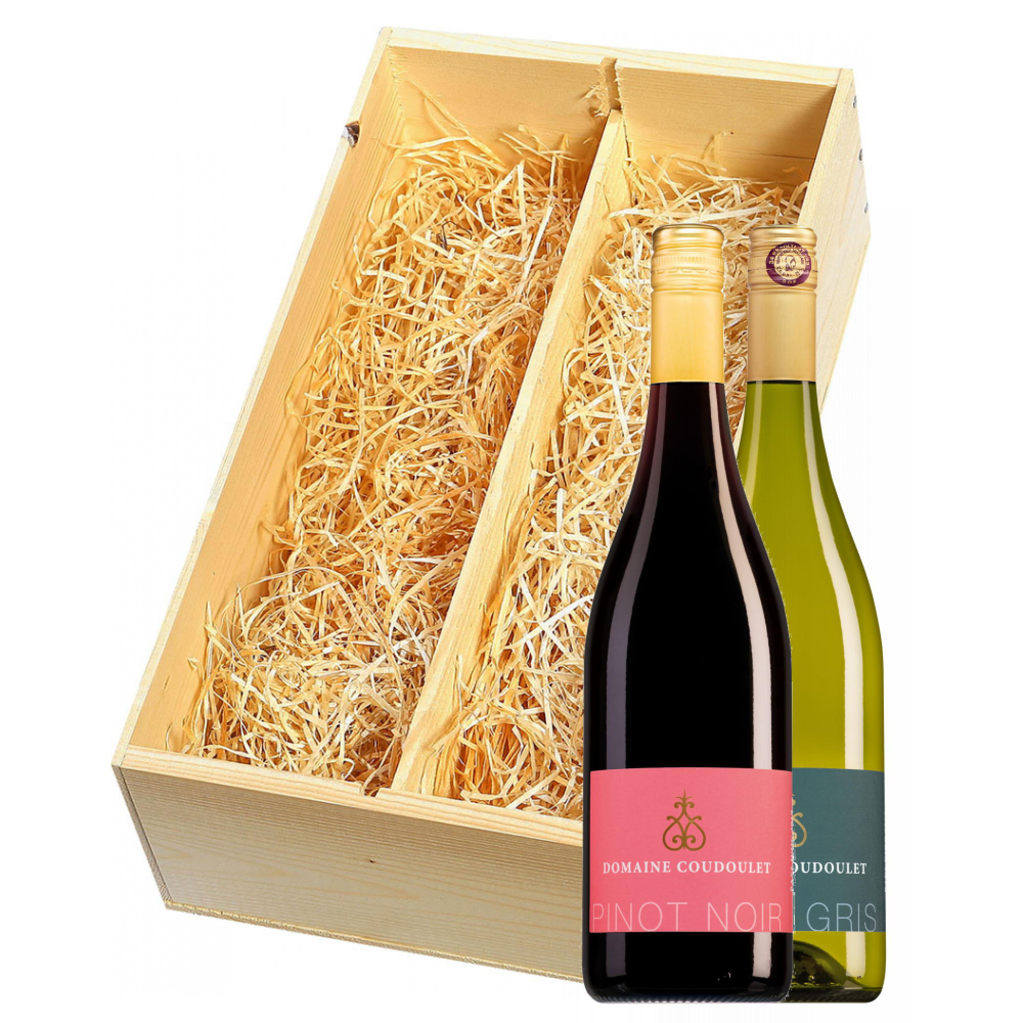 Wijnkist met Domaine Coudoulet Pinot Gris en Pinot Noir