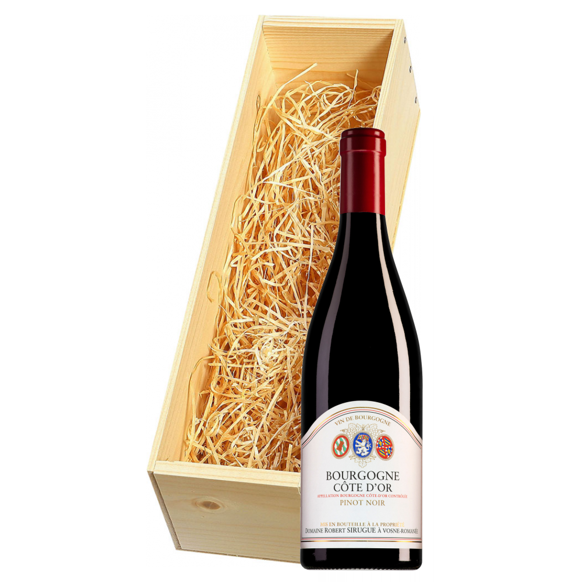 Wijnkist met Domaine Robert Sirugue Bourgogne Pinot Noir