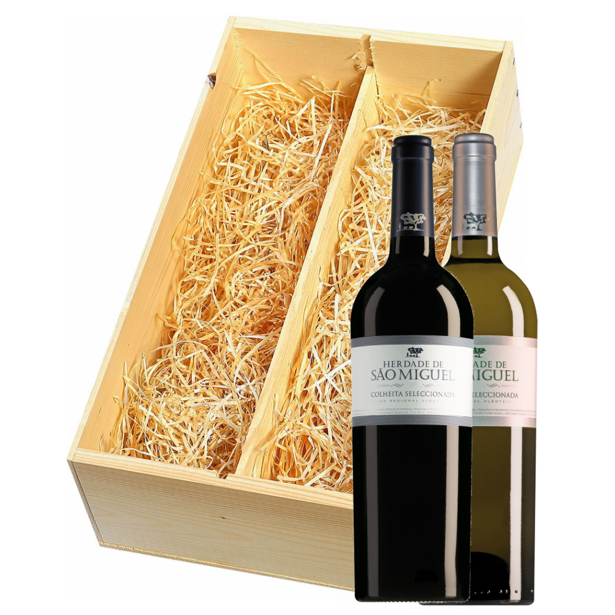 Wijnkist met Herdade de São Miguel Alentejano Colheita Seleccionada Branco en Tinto