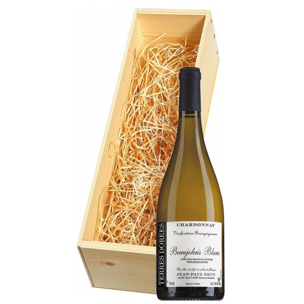 Wijnkist met Jean-Paul Brun Terres Dorées Beaujolais Blanc Vinification Bourguignonne