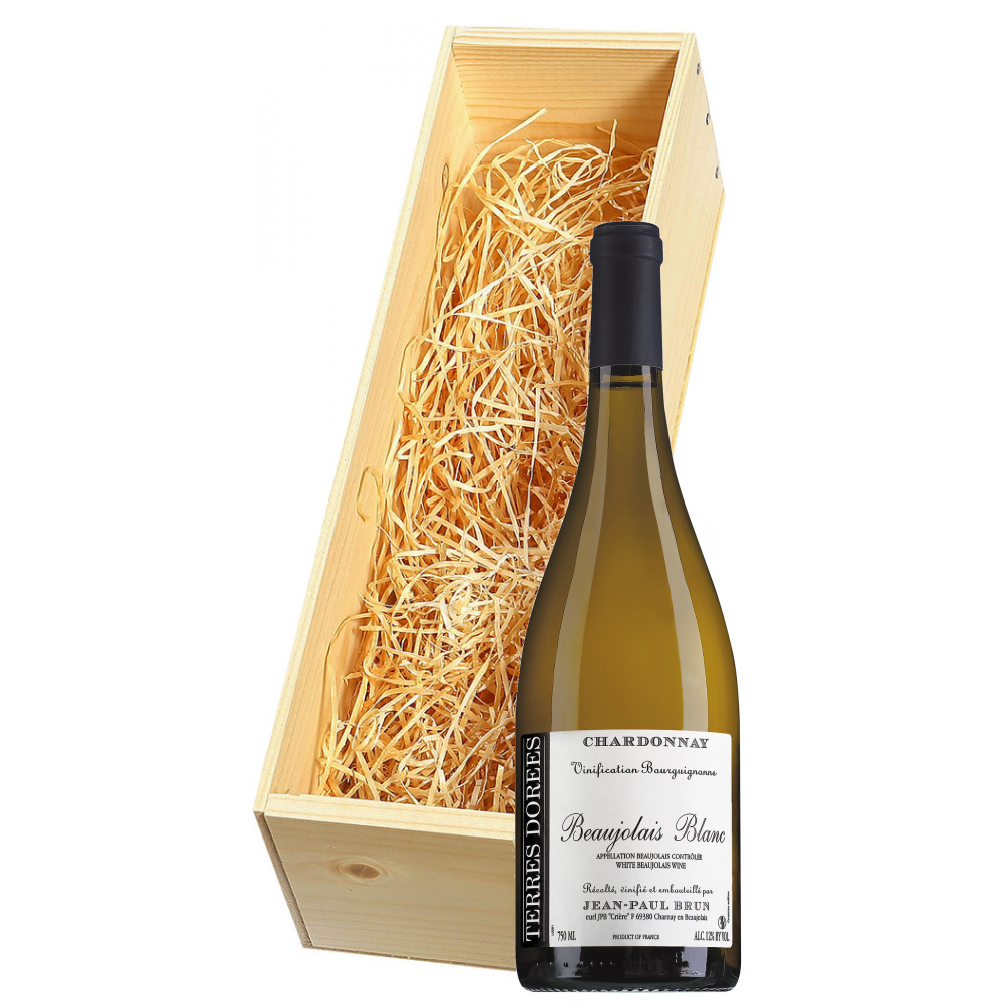 Wijnkist met Jean-Paul Brun Terres Dorées Beaujolais Blanc Vinification Bourguignonne