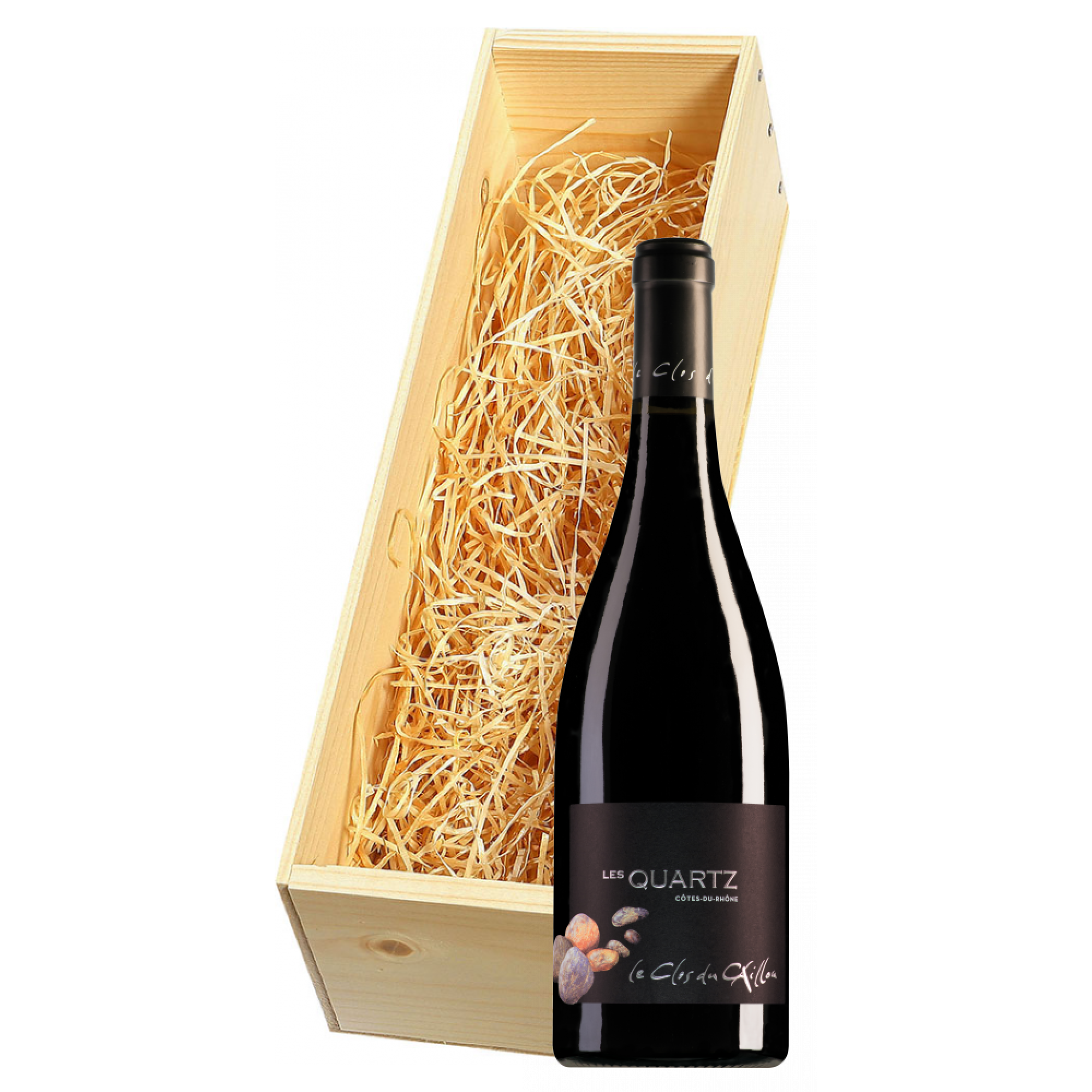 Wijnkist met Le Clos du Caillou Côtes du Rhône Les Quartz 