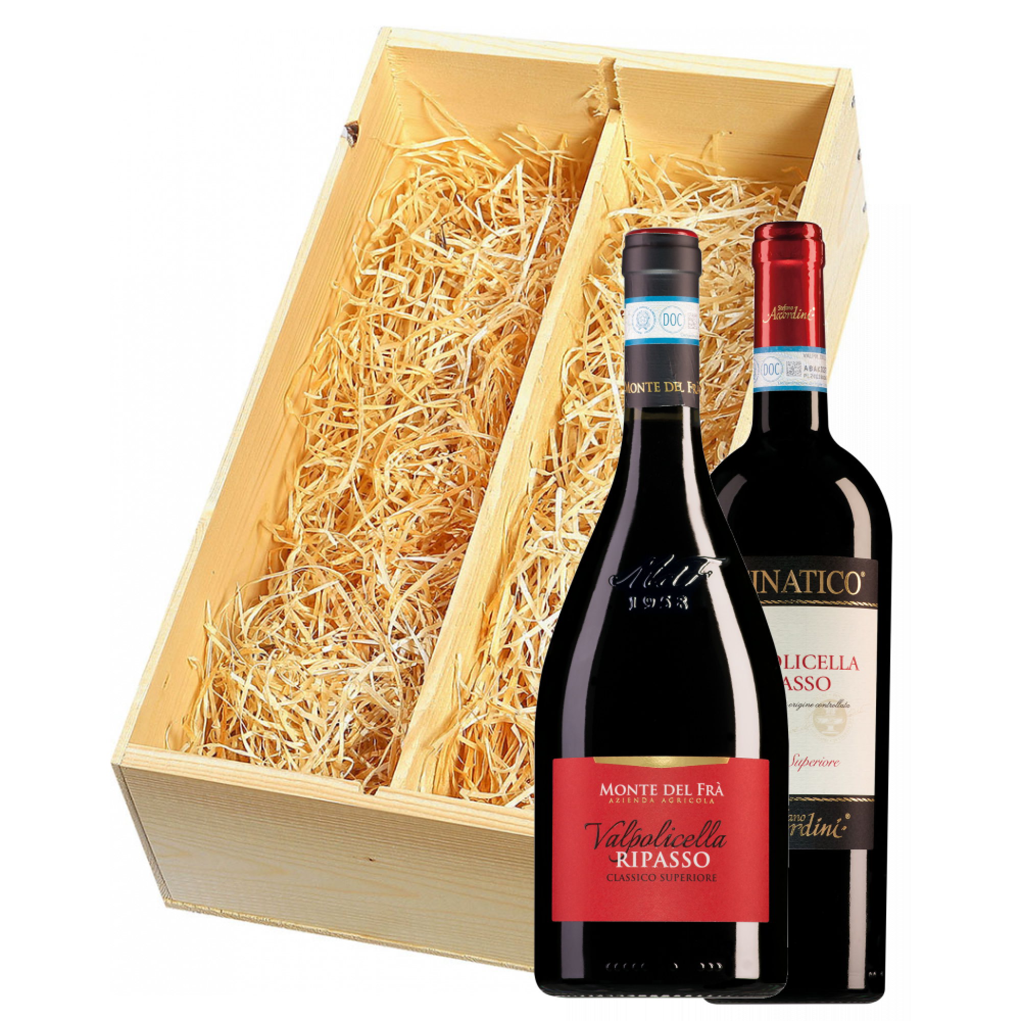 Wijnkist met Monte del Frà en Accordini Valpolicella Ripasso Classico Superiore 