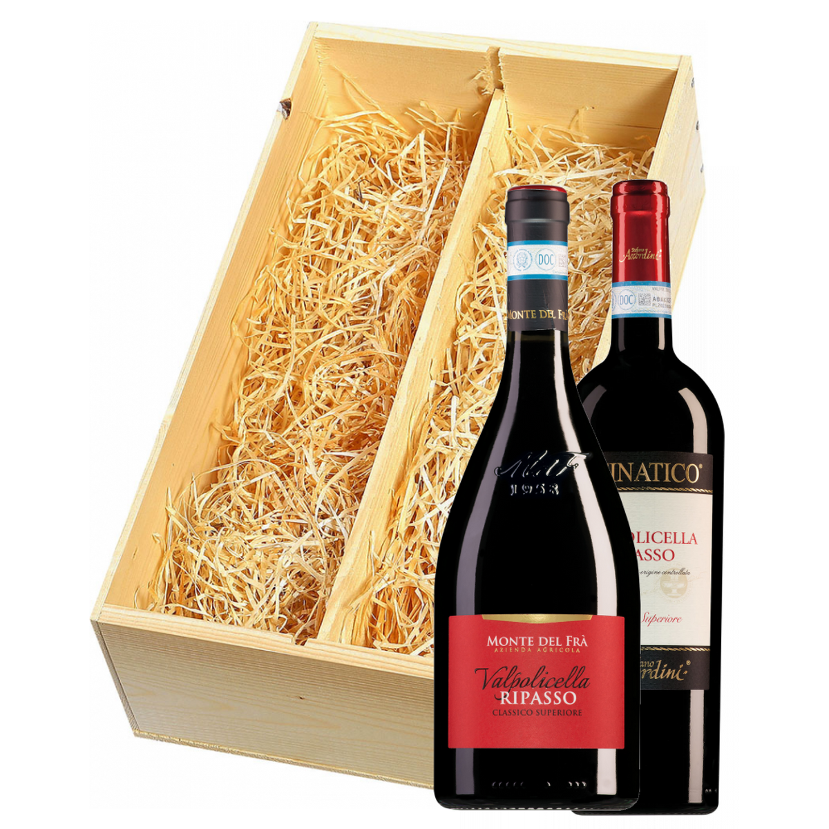 Wijnkist met Monte del Frà en Accordini Valpolicella Ripasso Classico Superiore 