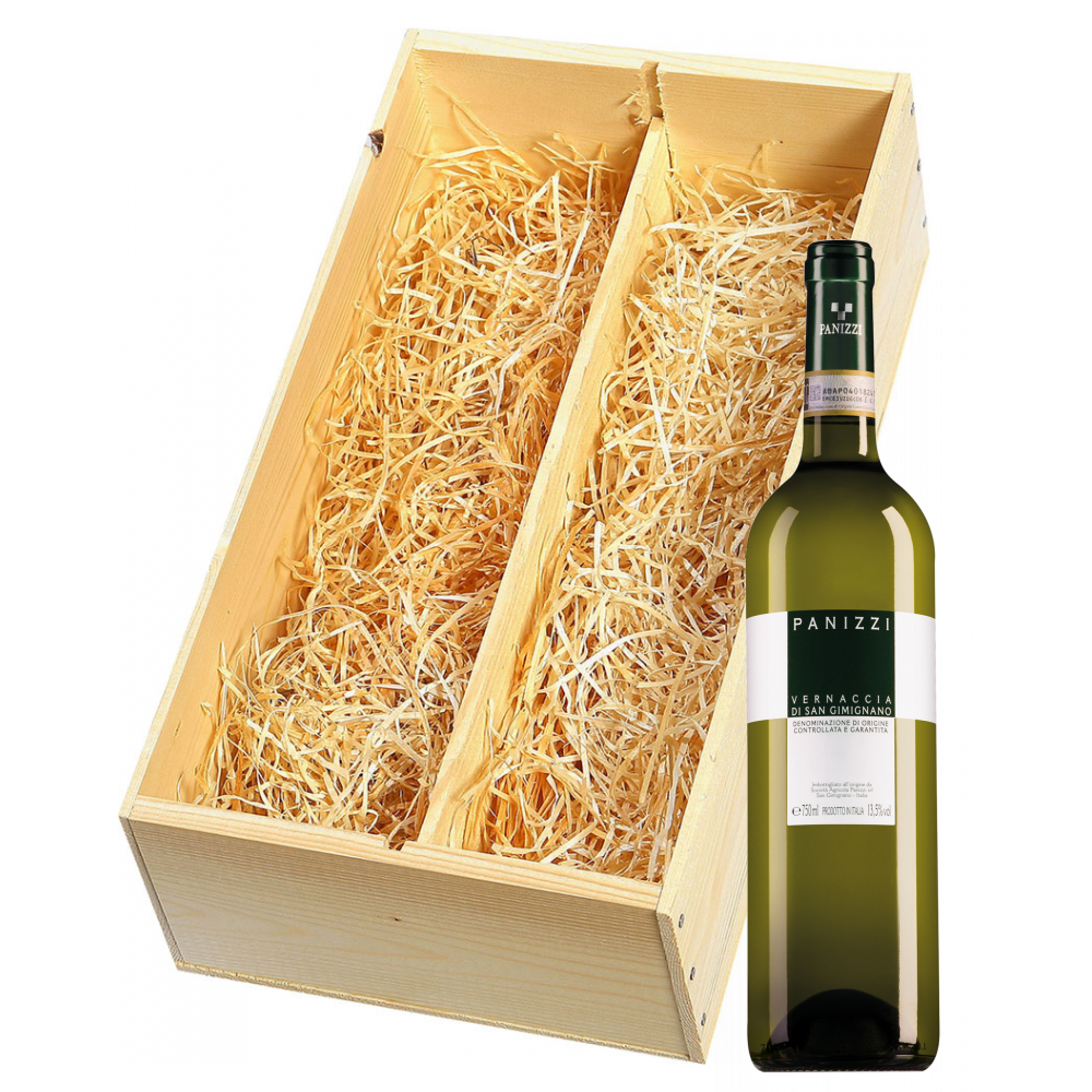Wijnkist met Panizzi Vernaccia di San Gimignano en Panizzi Chianti Colli Senesi Riserva Vertunno 