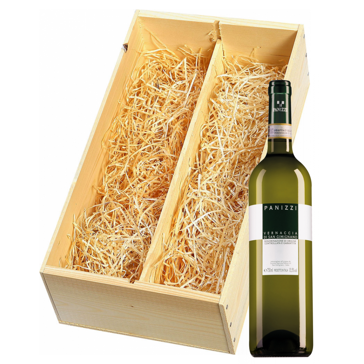 Wijnkist met Panizzi Vernaccia di San Gimignano en Panizzi Chianti Colli Senesi Riserva Vertunno 