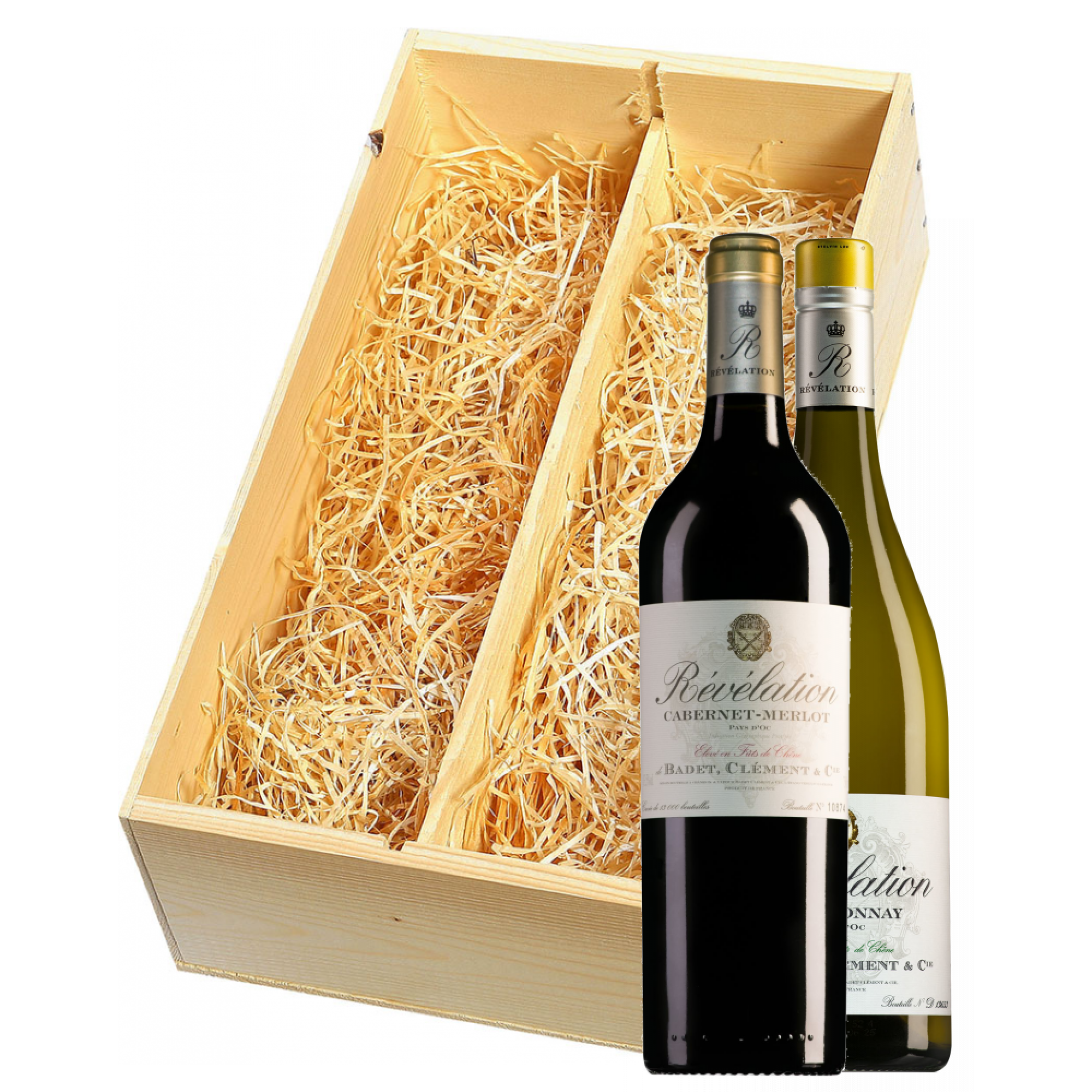 Wijnkist met Revelation Pays d'Oc Cabernet-Merlot en Chardonnay