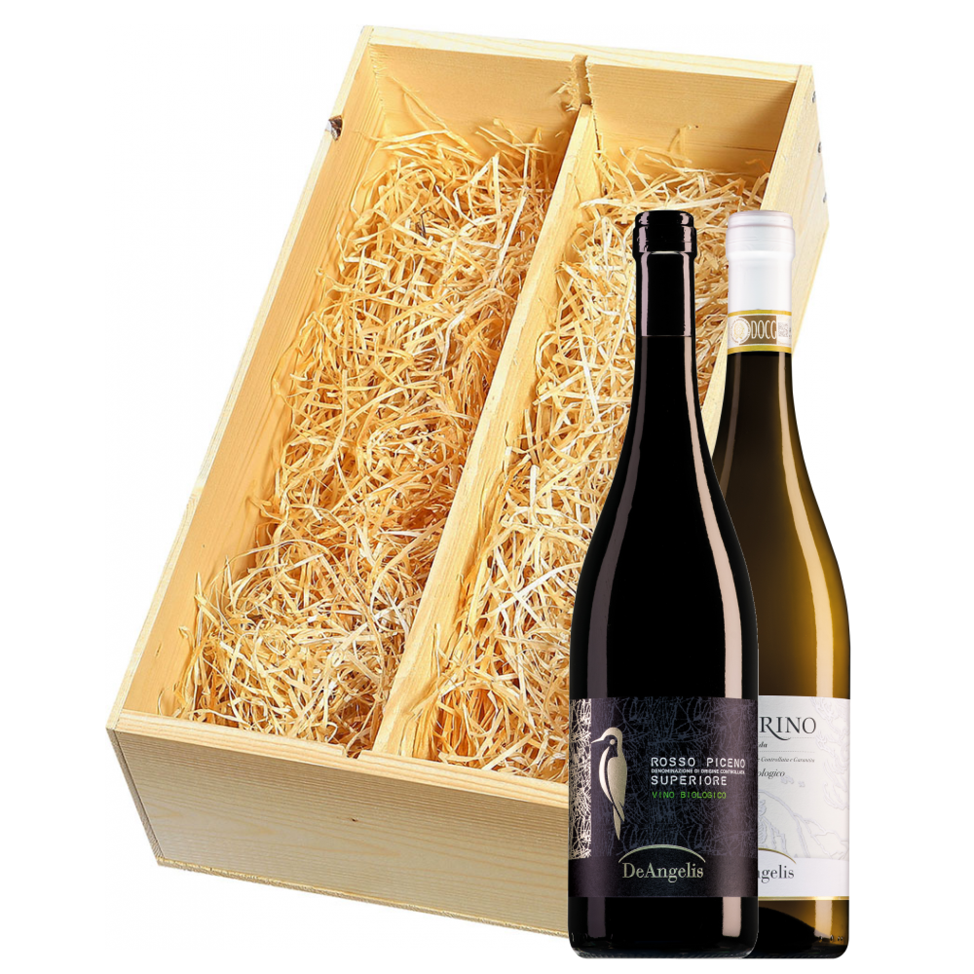 Wijnkist met Tenuta de Angelis Rosso Piceno Superiore en Pecorino