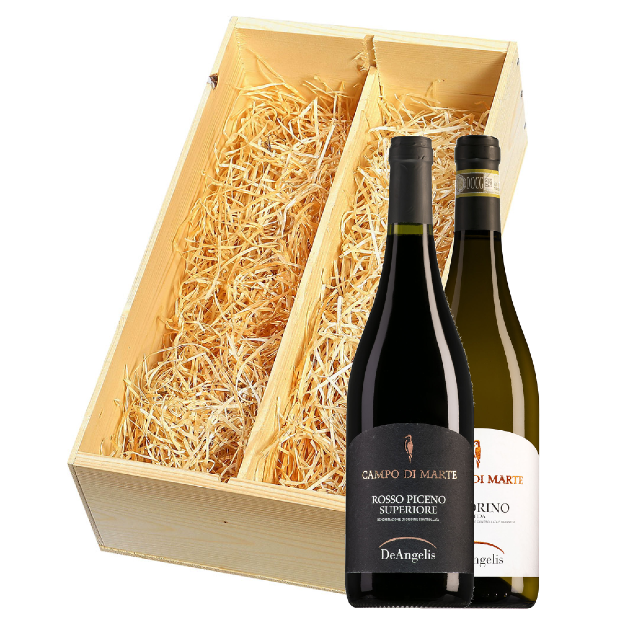 Wijnkist met Tenuta de Angelis Rosso Piceno Superiore en Pecorino