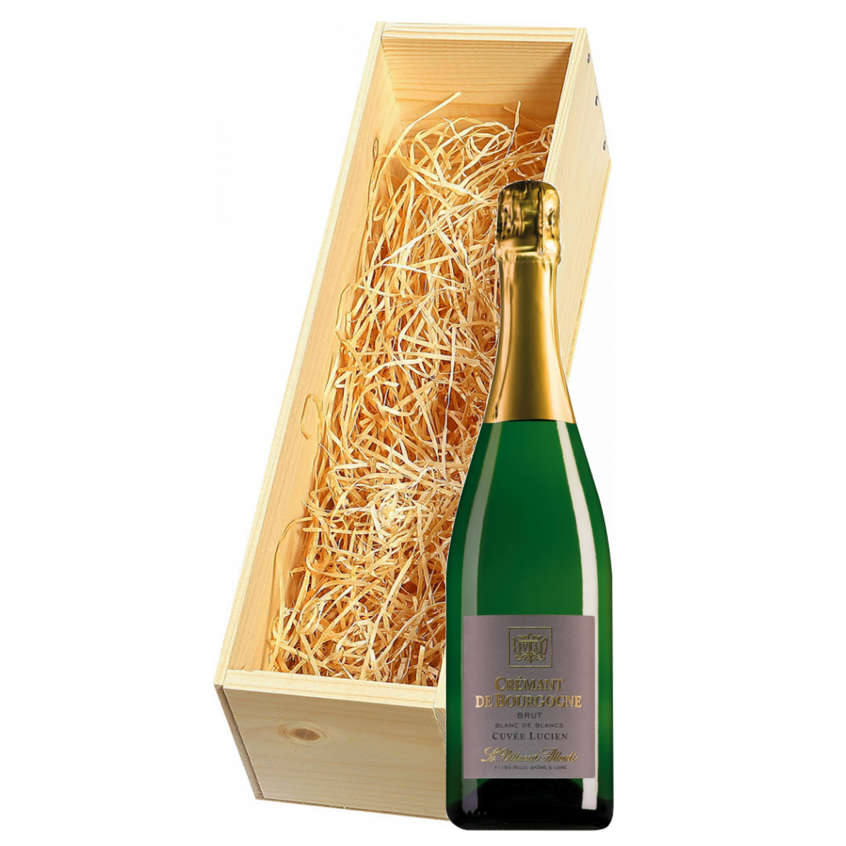 Wijnkist met Vitteaut-Alberti Crémant de Bourgogne Cuvée Lucien Brut