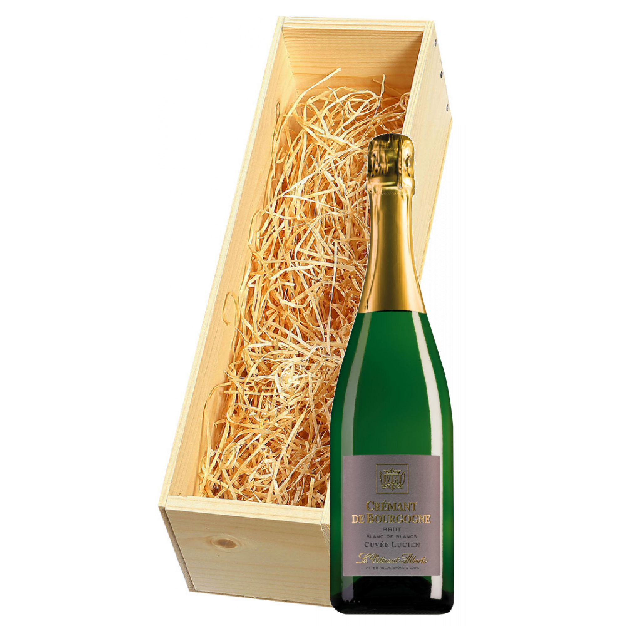 Wijnkist met Vitteaut-Alberti Crémant de Bourgogne Cuvée Lucien Brut