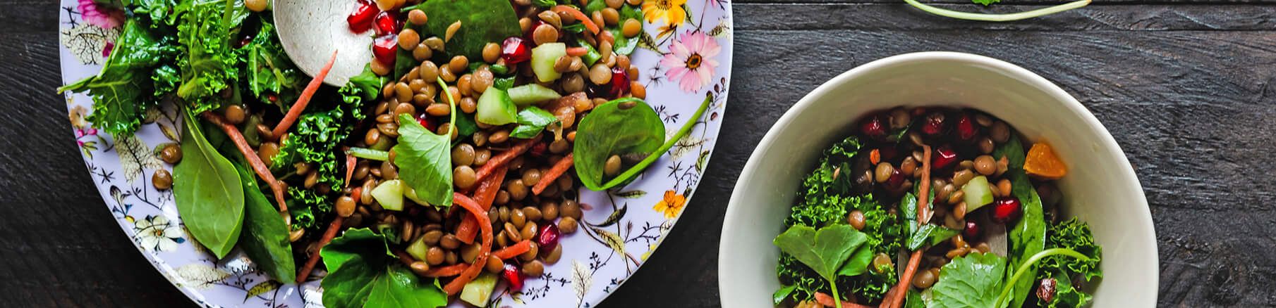 Linzensalade met sjalot, radijs en croutons